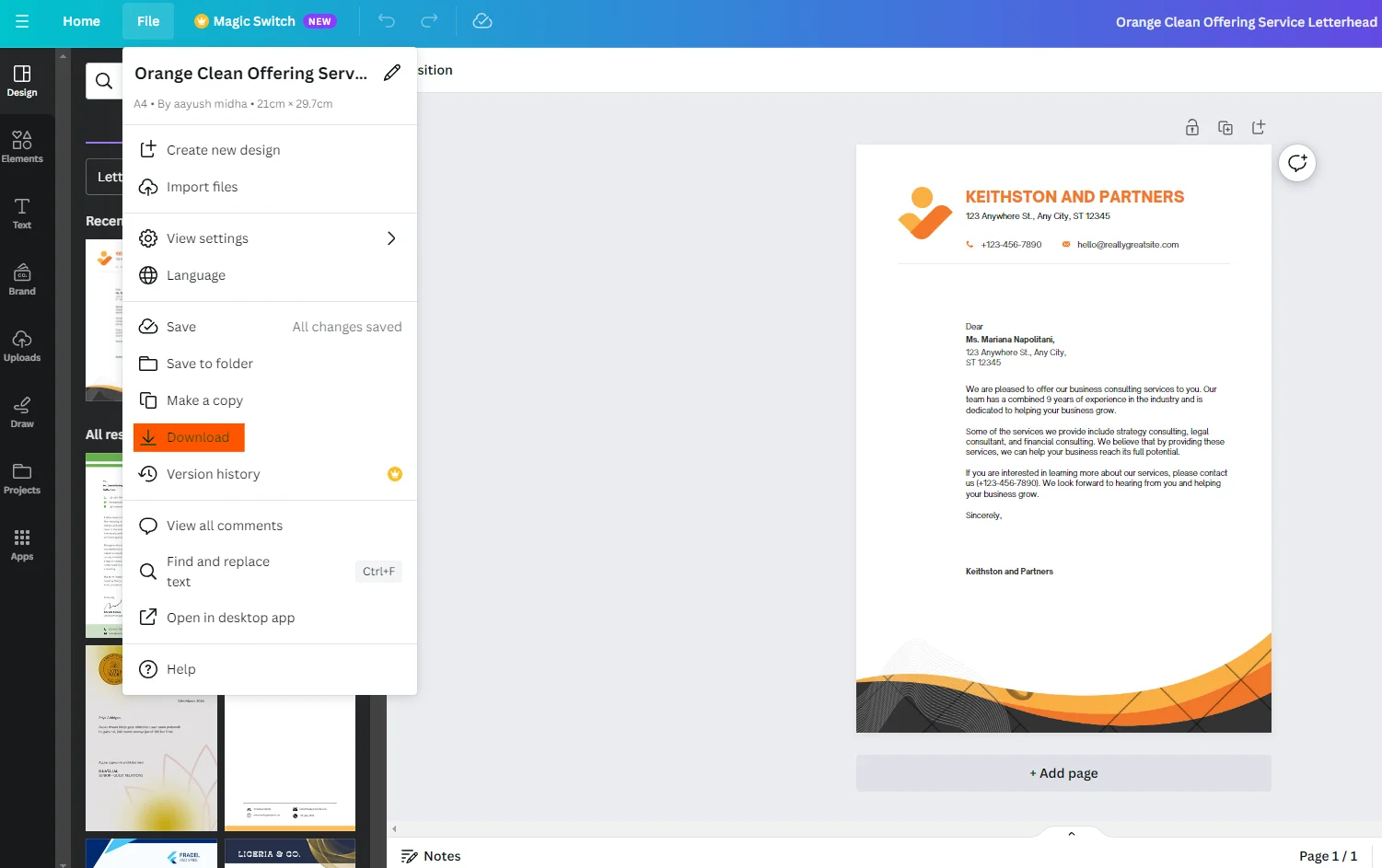 download your file from canva 