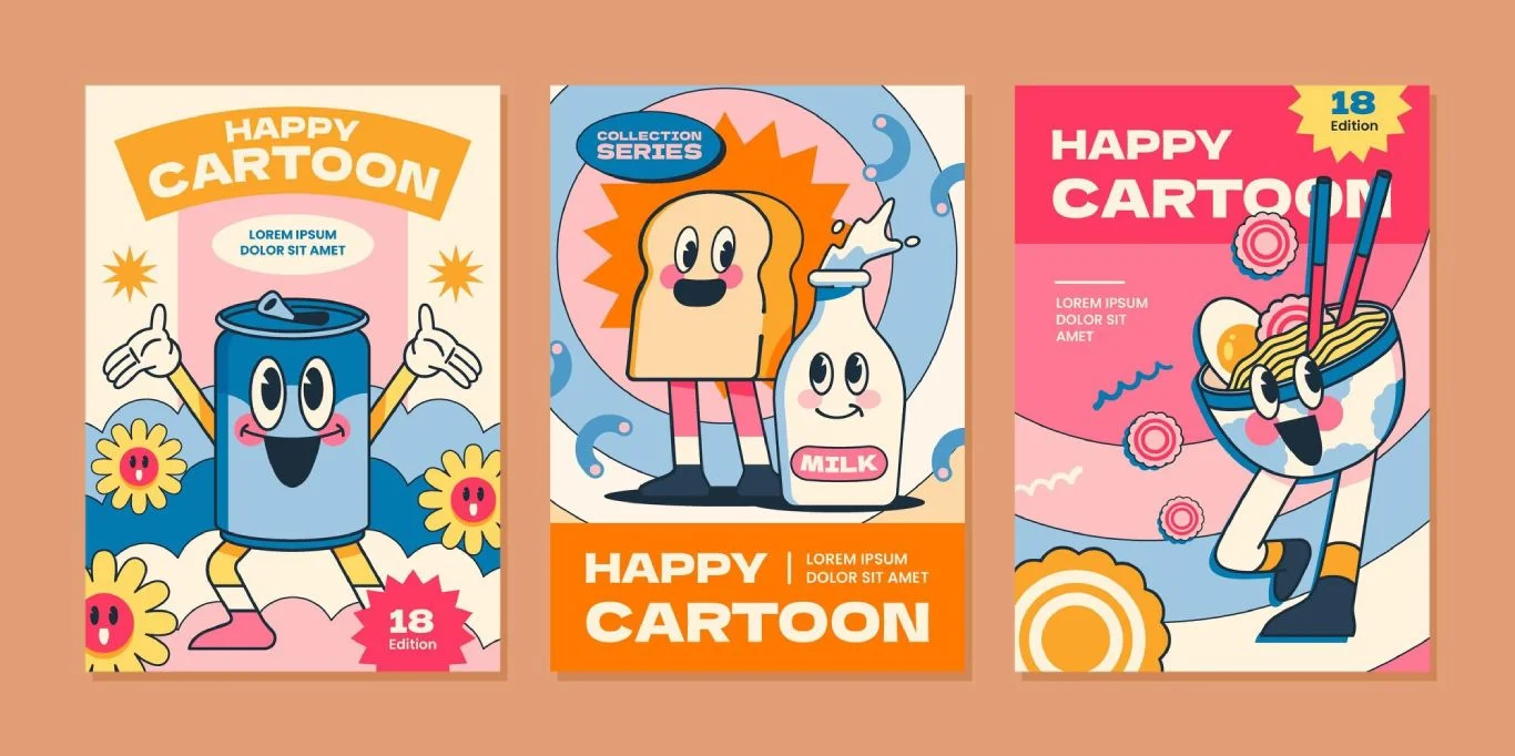 retro mascot illustrations